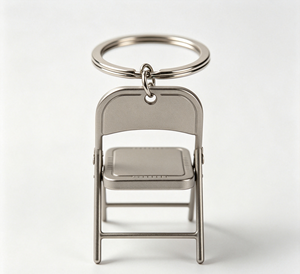Metal Folding Chair Keychain Silver <b>Key</b> <b>Ring</b> Chair Pendant <b>Bag</b> Charm - Product Image 4