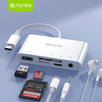 BAVIN Otg32 Otg39 5 in 1 5gbps Usb3.0 Tf Sd 3.5mm Tipe c Transport Usb c Male Otg Adapter Converter Usb c Otg