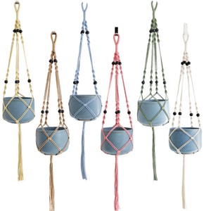 Panier à plantes <span class=keywords><strong>en</strong></span> <span class=keywords><strong>corde</strong></span> de coton tissé à la main, couvre-<span class=keywords><strong>pot</strong></span> de fleurs tissé pour la décoration intérieure, du jardin et du balcon - Product Image 5