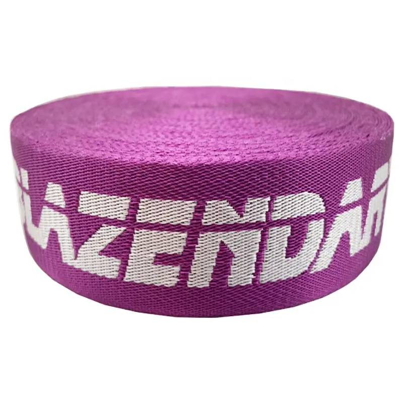 Großhandel 38MM Individuelles Logo Muster Nylon Woven Elastische Gurtband Jacquard Band Band Für Taschen Und Kleidung