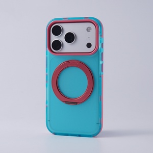 Luxury Matte Translucent Magnetic Phone Case for iPhone 17 14 15 16 Pro Max With 360° Metal Ring <b>Stand</b> Bumper Protective Cover - Product Image 1
