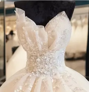2024 свадебное платье большого размера с открытыми плечами, кружевное бальное платье с жемчугом, свадебное платье для женщин, знаменитостей