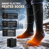 Chaussettes chauffantes électriques 5000mAh, contrôle de température à 4 niveaux, fibre de carbone, tricot sans couture, coton modal, hiver, ski, camping, unisexe