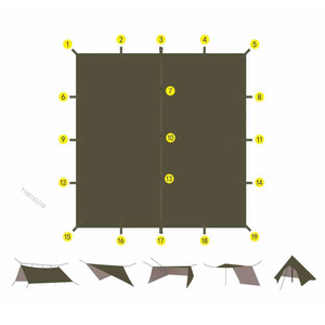 Auvent multifonctionnel 3x3m à 4x6m en tissu Oxford enduit argenté, imperméable et résistant au soleil, pour camping extérieur, type extensible - Product Image 3