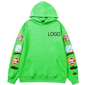 เสื้อฮู้ดดี้ลำลองผู้ชายผ้าฝ้ายสีพื้นพิมพ์ลายกราฟฟิตีสตรีทแฟชั่นโลโก้แบบกำหนดเอง - Product Image 1