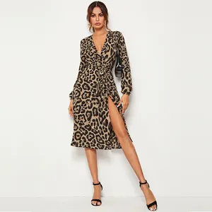 Abito estivo da <span class=keywords><strong>donna</strong></span> con cintura con stampa leopardata - Product Image 1