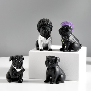 French Bulldog Resin <b>Ornament</b> 4Pcs Set Desk Home Decor Living Room Decoration - Product Image 4