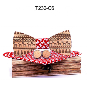 Fashion handmade Partito Da Sposa accessori di lusso degli uomini di legno bow tie set gemello - Product Image 3