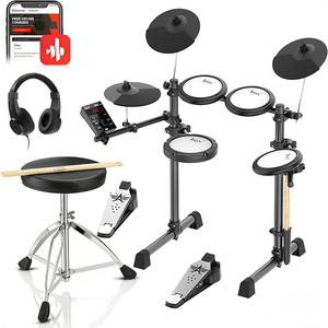 Batterie électronique IRIN, cinq tambours, pads en mesh, trois cymbales, avec casque, tabouret, batterie électronique <span class=keywords><strong>Bluetooth</strong></span> pour débutant - Product Image 1