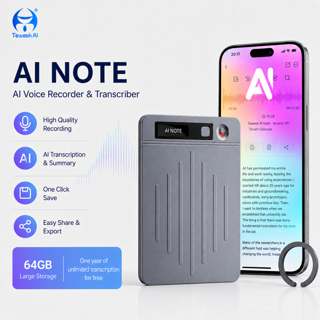 Q1 Ai Voice Recorder 64GB Portable Device Unlimited Transcription Multi Language Cloud Backup Editing Business Office