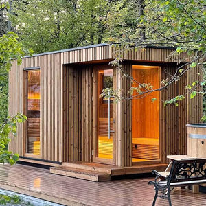 ساونا خارجية مربعة من خشب الأرز الأحمر الصلب الكهربائية الحديثة بالجملة لـ 2-5 أشخاص للاستخدام في الشقق والفلل - Product Image 1