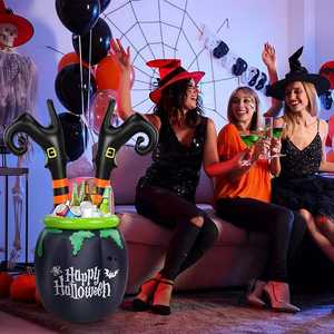 Halloween PVC Inflatable Lightweight Foldable <b>Witch</b> <b>Legs</b> Cauldron Candy Bowl - Product Image 5