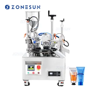 ZONESUN ZS-AFS05 Automatic Desktop 2 Heads Lip Gloss Sunscreen Facial Cleanser Squeezable Soft Tube Filling Sealing Machine