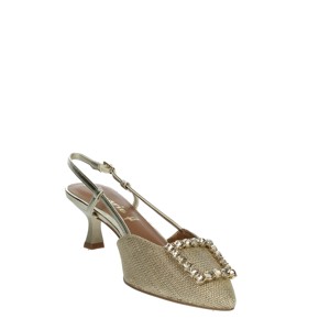 Scarpe 29601 ufficio in raso con Slingback Beige da 1 a 42 tacchi sottili con punta aperta di alta qualità con chiusura Slip-On tendenza moda per la primavera estate - Product Image 5
