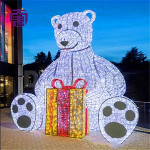 Decoración Navideña para Exteriores 24v/110v/220v, Oso Iluminado con Luces LED 3D en Blanco Puro, Escultura de Animal Grande - Product Image 2