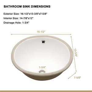 Lavabo da <span class=keywords><strong>bagno</strong></span> ovale in ceramica bianca da incasso 16,5"x13,4" con troppopieno - Product Image 4
