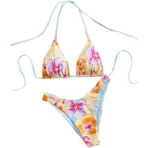 FOXA Ensemble de bikini à fleurs pour femme, maillot de bain deux pièces en spandex extensible et polyester - Product Image 1