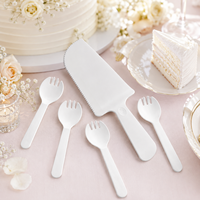 Couteau à gâteau jetable en CPLA écologique 187 mm, cuillère de service compostable, couteau à dessert biodégradable avec logo personnalisé