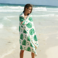 Oversized Rectangular Embroidered Luxury Modern Beach Towel Microfiber Sand Free Quick Dry Super Absorbent Soft Eco-Friendly