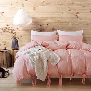 卸売高品質寝具3セットの純色洗浄綿キルトカバー付きカスタマイズ可能サイズパターンロゴ