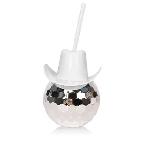 Nieuwe Roze Cowgirl Hoed Disco Ball Cup Gegalvaniseerde Glitter Ball Cup Party Geschenken Roze Cowboy Hoed Disco Bar Cup