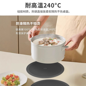 Round Silicone Placemat Dark Gray Heat Insulating Oven Safe For Kitchen Use With Bowls Cups And Hot Casseroles - Product Image 3