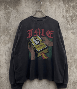 Heavyweight French Terry Boxy Fit Distressed T-<b>shirt</b> Graphic Rhinestone Vintage <b>Y2K</b> Streetwear Mens Long Sleeve t <b>Shirt</b> - Product Image 1