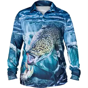 OEM haute qualité Sublimation Camo Printing Quick Dry Polyester Performance Fishing Hoodie UPF 50 fishing shirt