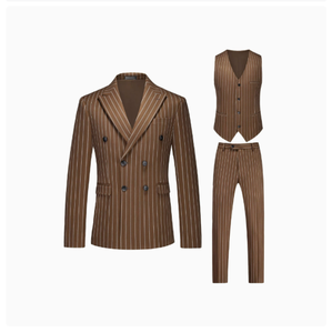 Costume sur mesure <span class=keywords><strong>grande</strong></span> <span class=keywords><strong>taille</strong></span> pour homme, à double boutonnage et rayures, idéal pour les mariages formels et les occasions professionnelles - Product Image 4