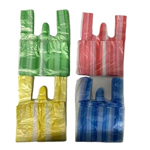 Plain Black and White Recycled Materials PE T-shirt <b>Bags</b> for Supermarket and Exhibition Shopping - Product Image 3