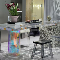 Heiß verkaufte Wohnzimmer möbel Esstisch Langer Acryl Esstisch Art Design Luxus Led Light Glow Verdickter Acryl Schreibtisch