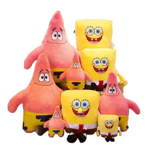 HL Stuffed Animals Sponges Anime Plush Toys Baby Pillow Bobs Patrick Star Cartoon Doll Christmas Gift for Children multi colors