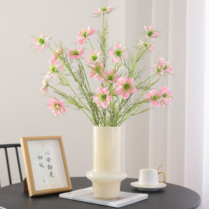 Fleurs artificielles de cumin noir Mengqi, 5 têtes, en soie plastique, haute simulation, style pastoral, décoration intérieure - Product Image 2