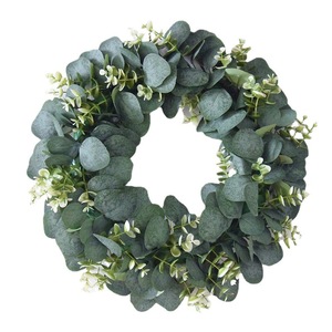 Guirnalda grande <span class=keywords><strong>de</strong></span> hojas artificiales <span class=keywords><strong>de</strong></span> oro, eucalipto verde para puerta delantera, colgante, fábrica M533, venta al por mayor - Product Image 4