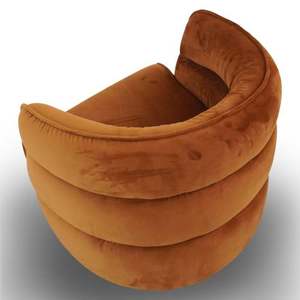 Fauteuil pivotant Walden moderne - Velours orange brûlé - Convertible et inclinable pour salon, bureau, hôtel et chambre à coucher - Product Image 4