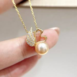 Accessoires en perles DIY, pendentif en argent S925 avec plateau vide, nœud à dessin et perles rondes de 9 à 13 mm, breloques d'accessoires 31368 - Product Image 1