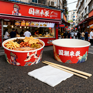 ชามกระดาษคราฟท์แบบใช้แล้วทิ้งสำหรับใส่อาหารในร้านอาหารชามกระดาษสำหรับใส่สบู่พิซซ่า - Product Image 5