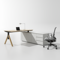 Conception de table de direction en bois personnalisée, bureau de direction moderne en forme de L