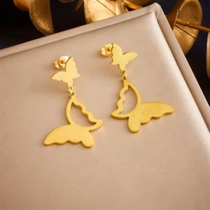 Pendientes de Mariposa con Doble Capa, Huecos y Bonitos, de Acero Inoxidable 316L, Resistentes al Agua y al Deslustre, Chapados en Oro de 18k, Novedad 2024 para Mujer - Product Image 2