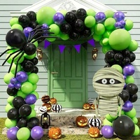 Ballons en latex violet et vert pour Halloween - Motifs toile d'araignée et momie pour arche de fête, guirlandes et décoration de maison hantée
