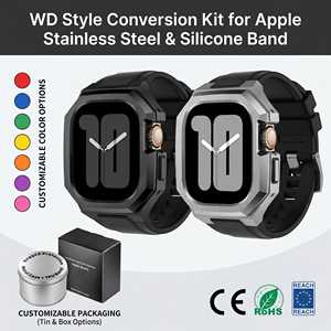 Boîtier en acier inoxydable 44 mm 45 mm 46 mm 49 mm, bracelet en silicone pour Apple Watch Ultra 3 2 Series 12 11 10, kit de conversion de style WD de luxe - Product Image 1