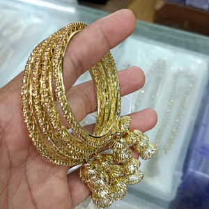 Luxury Embroidery Work Pearl Zinc Alloy Bangles for Women Handmade Designer Jewelry Wedding Festive Wear Gifting India - Product Image 1