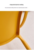 Chaise de salle à manger ergonomique en plastique empilable, design moderne, pour intérieur/extérieur, avec dossier et accoudoirs – Mobilier de maison coloré à prix de gros