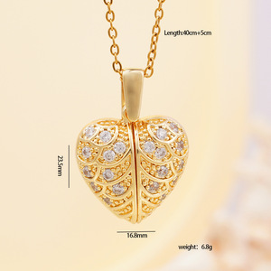 Collar de Alas de Ángel y Corazón con Nombre Personalizado, Colgante de Medallón de Corazón Abierto y Cerrado, Collares de Joyería de Moda para Mujer - Product Image 5