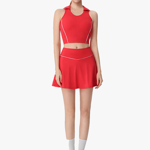 Nouvel Arrivage Ensemble Jupe de Sport pour Femme, avec Soutien-gorge de Sport Color Block et Débardeur de Yoga, Absorbant la Transpiration et Respirant, pour le Golf et le Tennis - Product Image 2