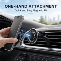 Support de téléphone portable magnétique pour voiture avec ventouse métallique, pince à 3 griffes, support creux réglable, rotation à 360 degrés