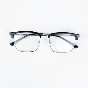 Lunettes de vue Qianai demi-cerclées en métal, monture carrée, verres PC anti-lumière bleue, pour hommes, style professionnel, taille moyenne - Product Image 2