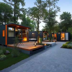 Casas modulares modernas prefabricadas de acero ligero-Retiros de vacaciones de lujo en <span class=keywords><strong>el</strong></span> bosque Glamping - Product Image 3