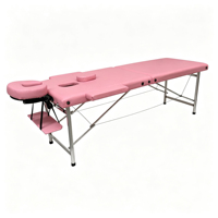 Table de massage pliable stable à 2 sections avec pieds en acier inoxydable, table de thérapie professionnelle pour salon de spa
