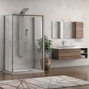 Kamalu KF1000ฝักบัวอาบน้ำแบบไร้กรอบ3ด้าน70x130x70ประตูกระจกสองบานเลื่อนกันลื่นสำหรับห้องน้ำ - Product Image 1